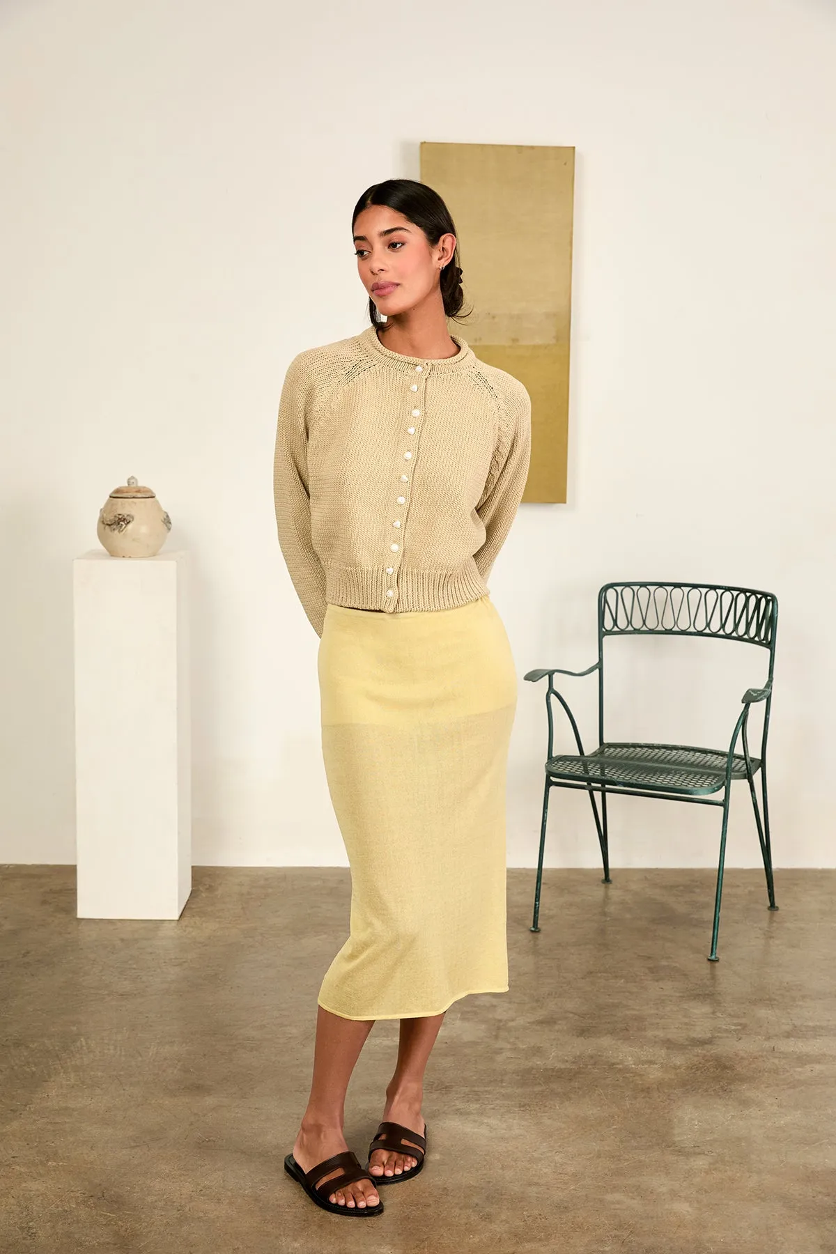 Faye Sheer Pistachio Skirt sold by Ciao Lucia