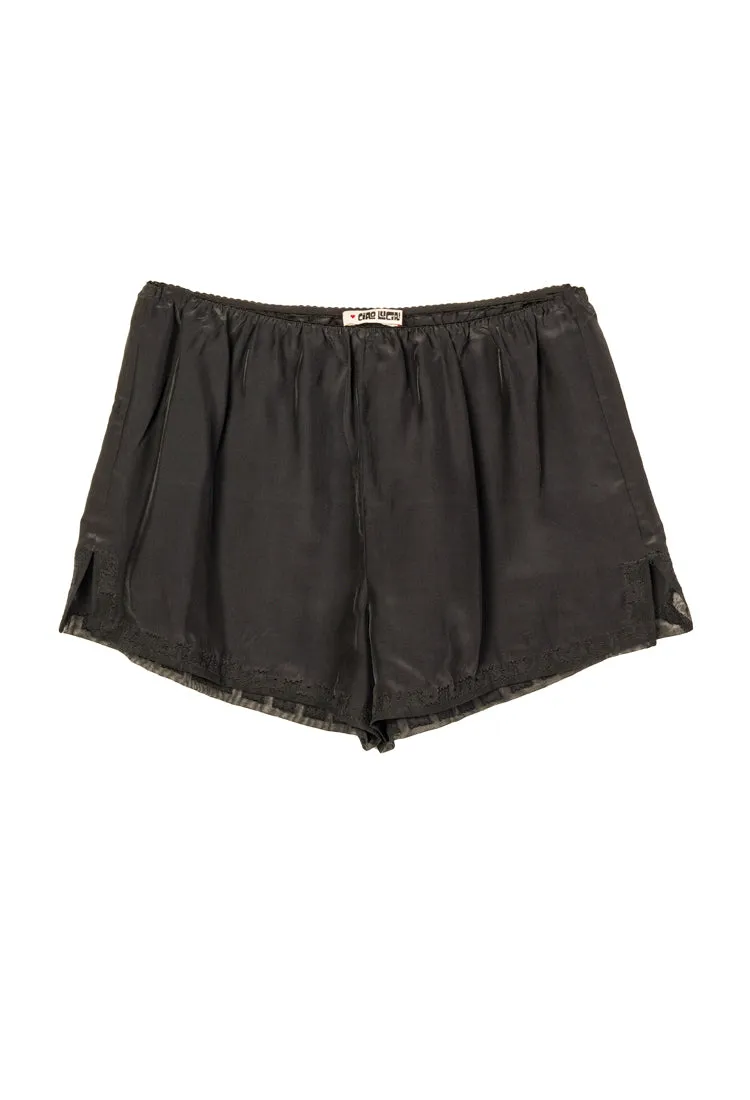 Dito Black Embroidered Silk Short sold by Ciao Lucia product image thumbnail 2