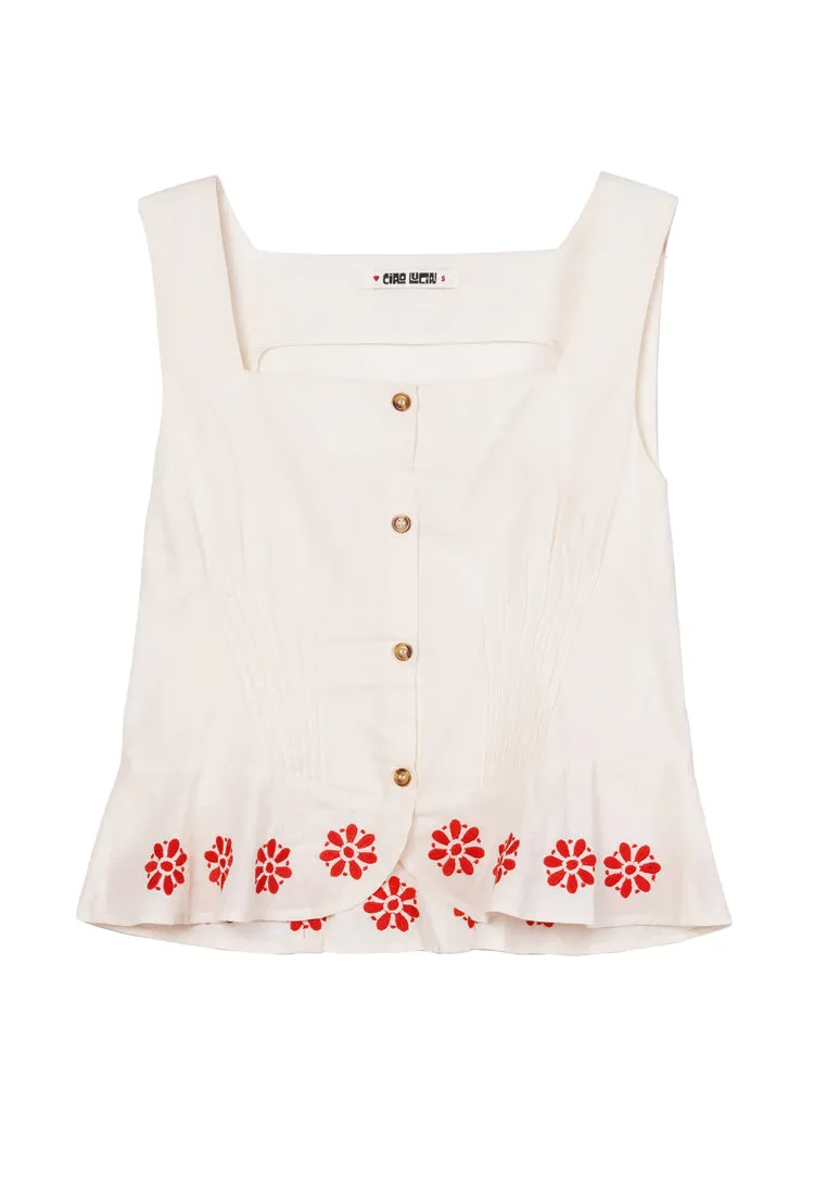 Timir Ivory Embroidered Cotton Voile Top sold by Ciao Lucia product image thumbnail 2