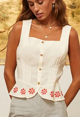 Timir Ivory Embroidered Cotton Voile Top sold by Ciao Lucia