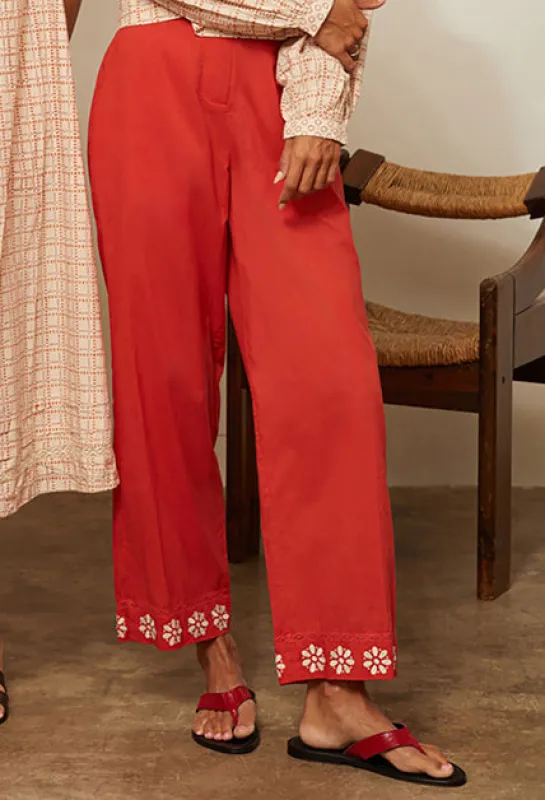 Pietro Clay Embroidered Cotton Voile Pant sold by Ciao Lucia