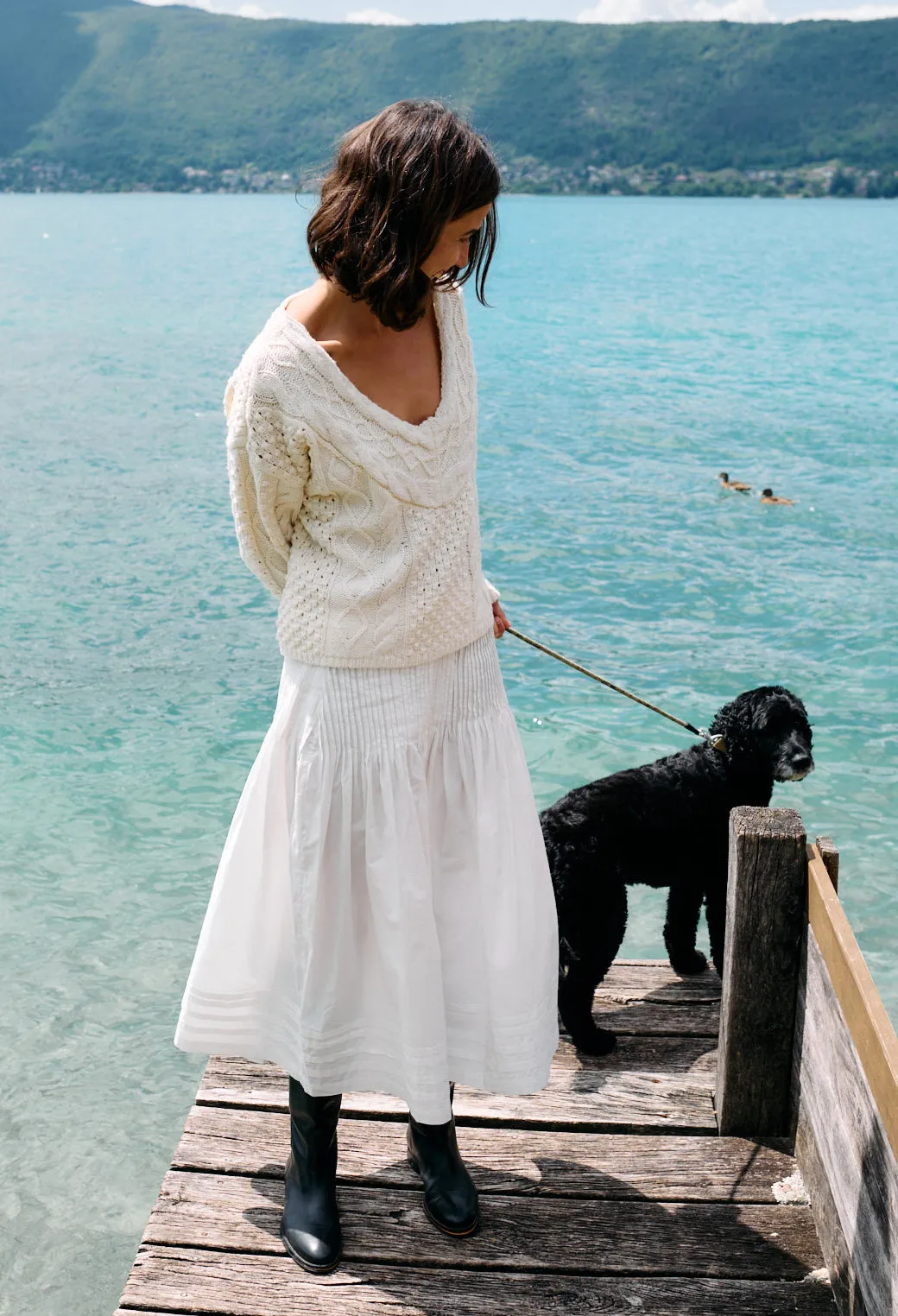 Rosa Skirt White Cotton Poplin sold by Ciao Lucia