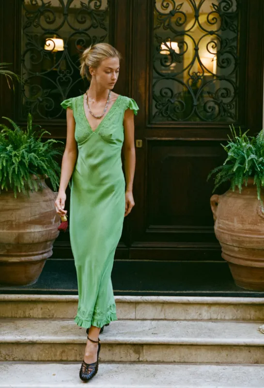 Isol Dress Jade Floral Embroidery sold by Ciao Lucia