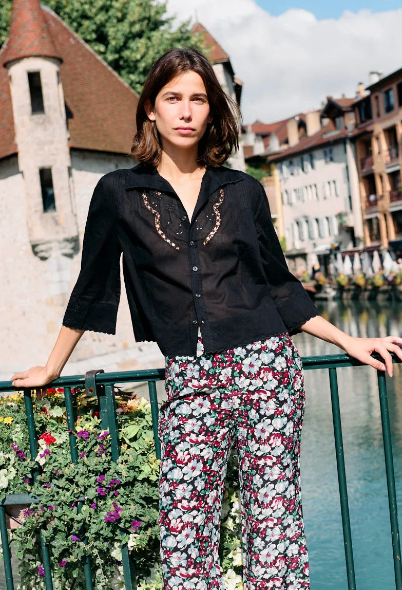 Cezanne Top Black Cotton Voile sold by Ciao Lucia