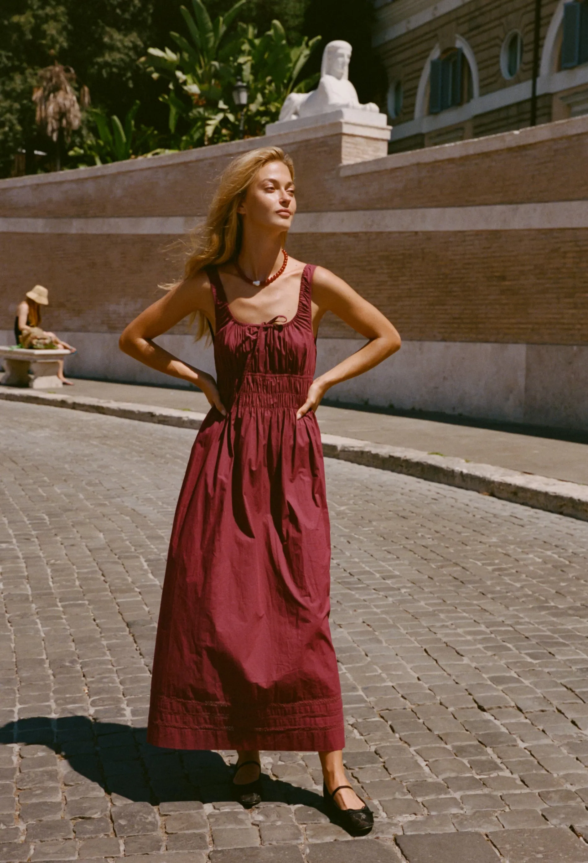 Iris Bordeaux Cotton Dress sold by Ciao Lucia product image thumbnail 4