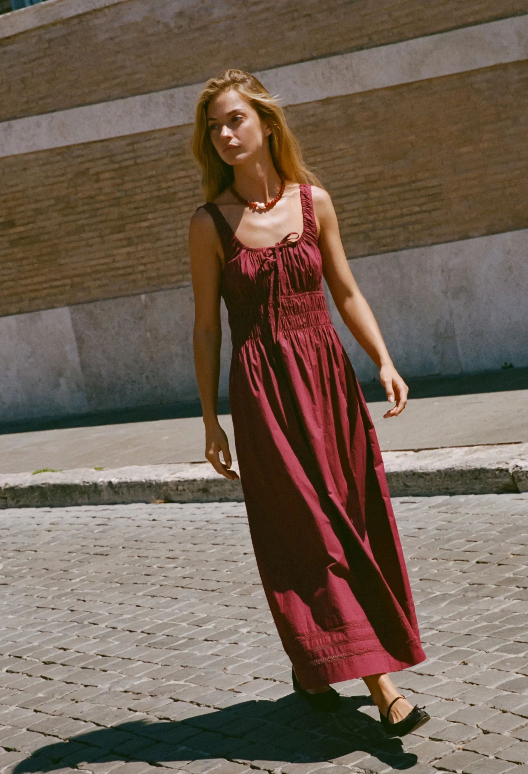 Iris Bordeaux Cotton Dress sold by Ciao Lucia product image thumbnail 3