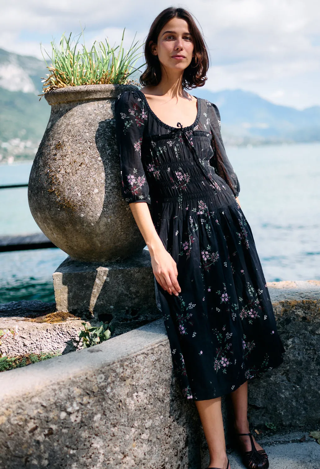 Andrine Dress Wildflower Print Cotton Voile sold by Ciao Lucia