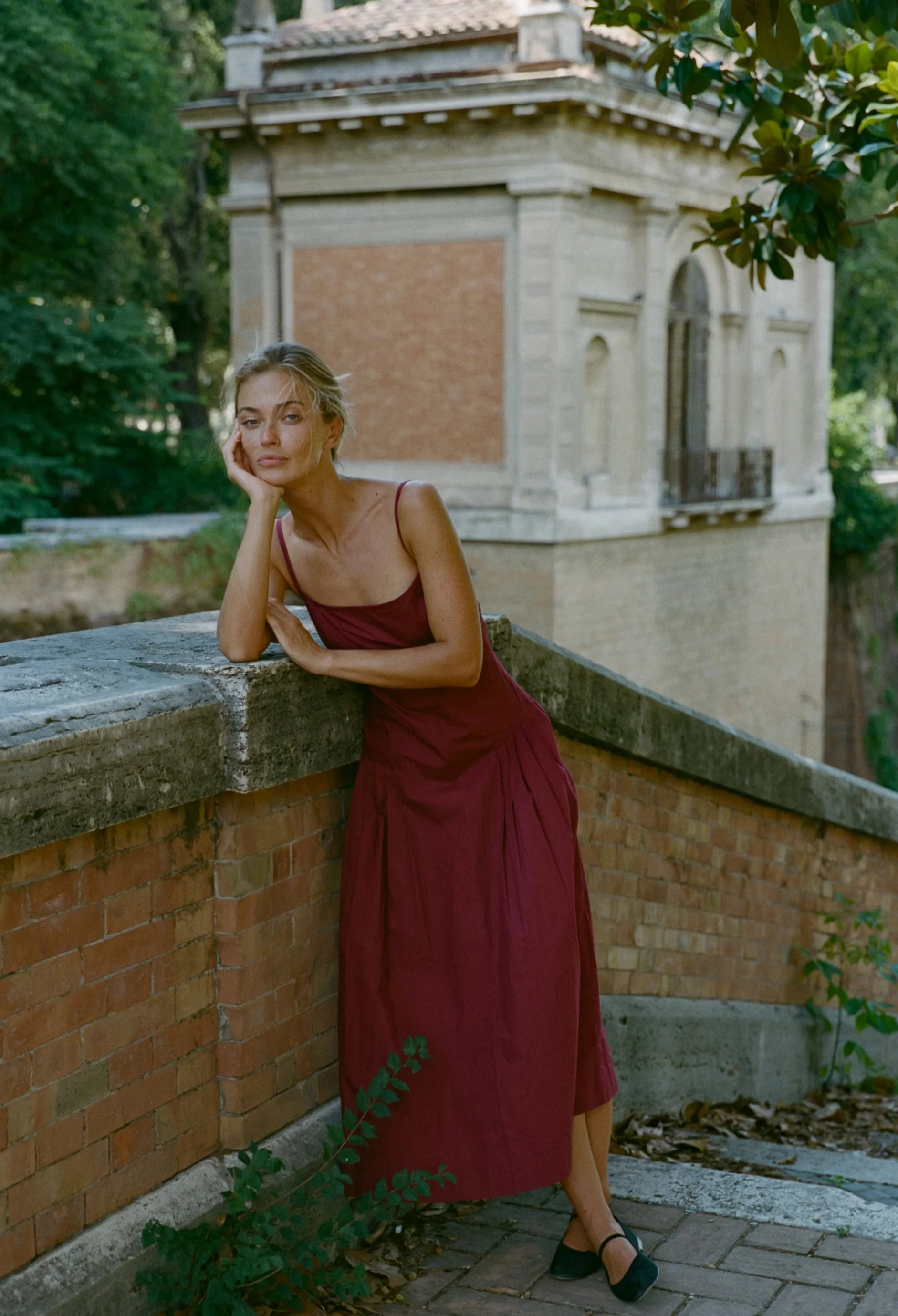 Karita Dress Bordeaux Cotton Poplin sold by Ciao Lucia product image thumbnail 2