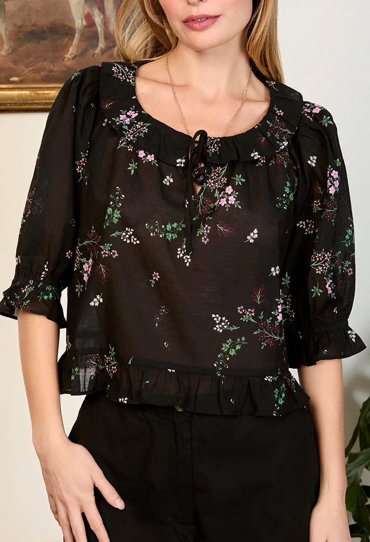 Thora Top Wildflower Print Cotton Voile sold by Ciao Lucia