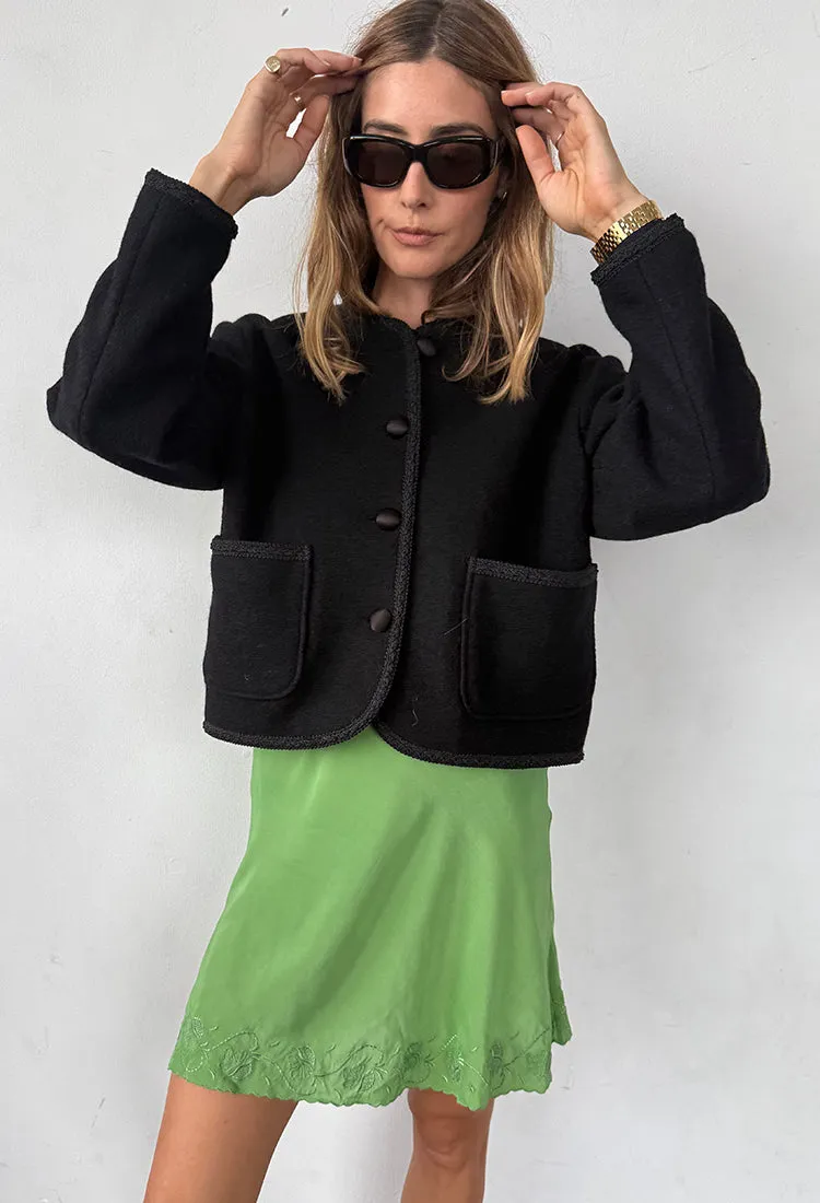 Simona Black Wool Coat sold by Ciao Lucia