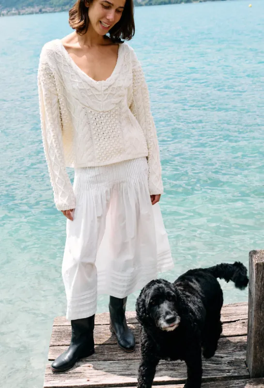 Chrissie Ivory Cable Knit Sweater made by Ciao Lucia