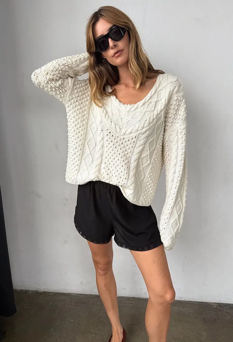 Chrissie Ivory Cable Knit Sweater sold by Ciao Lucia product image thumbnail 4