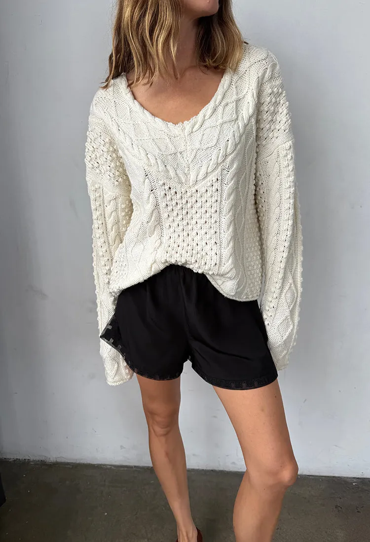 Chrissie Ivory Cable Knit Sweater sold by Ciao Lucia product image thumbnail 5