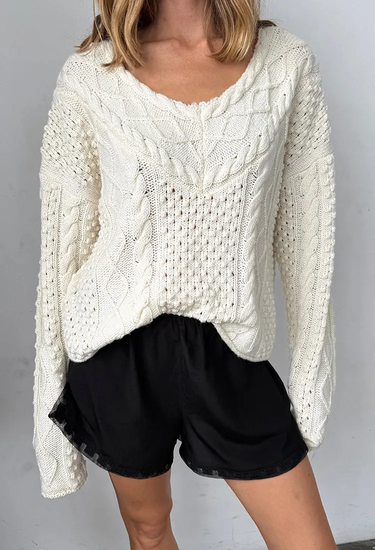 Chrissie Ivory Cable Knit Sweater sold by Ciao Lucia product image thumbnail 2