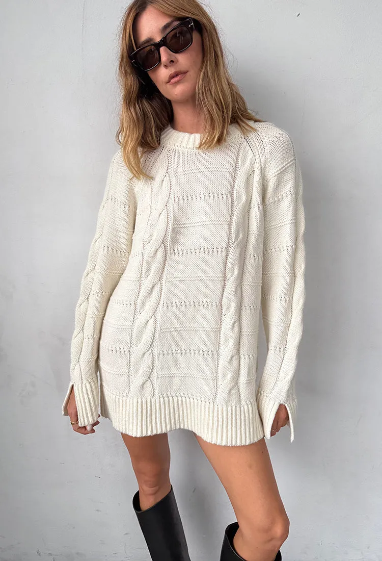 Pria Cable Knit Ivory Sweater Dress sold by Ciao Lucia