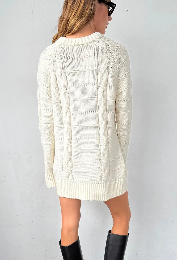 Pria Cable Knit Ivory Sweater Dress sold by Ciao Lucia product image thumbnail 4