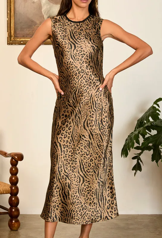Lukka Leopard Printed Silk Charmeuse Dress sold by Ciao Lucia