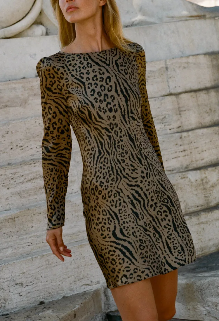 Patrice Leopard Printed Silk Charmeuse Dress sold by Ciao Lucia product image thumbnail 2