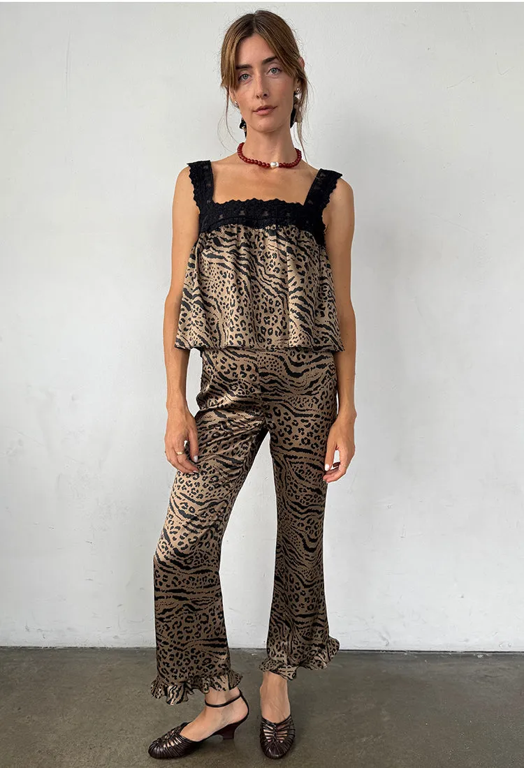 Kaja Pant Leopard Print Silk Charmeuse sold by Ciao Lucia product image thumbnail 3