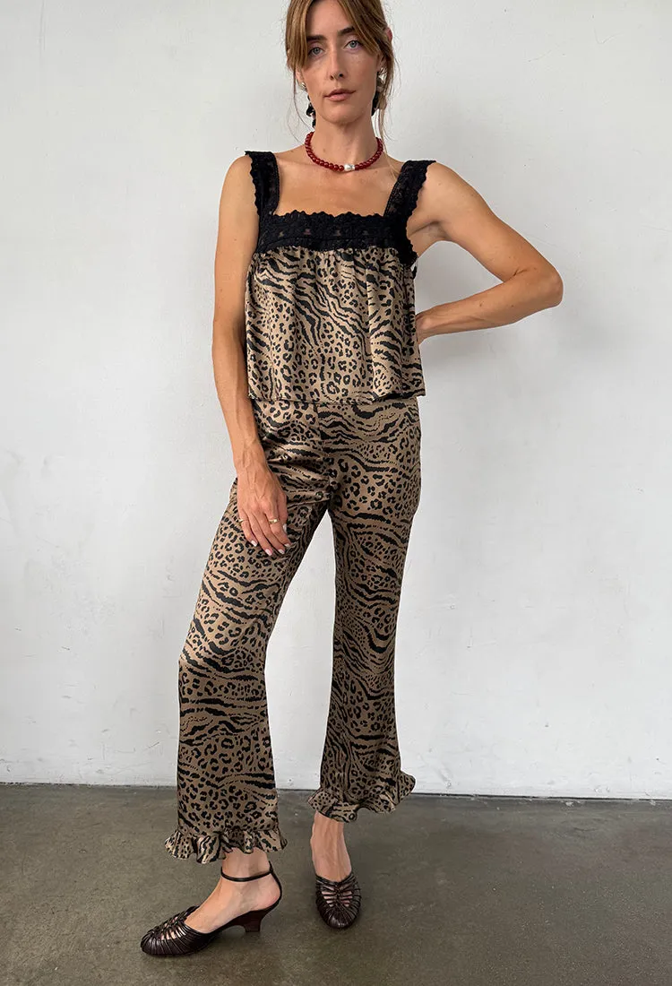 Kaja Pant Leopard Print Silk Charmeuse sold by Ciao Lucia product image thumbnail 4