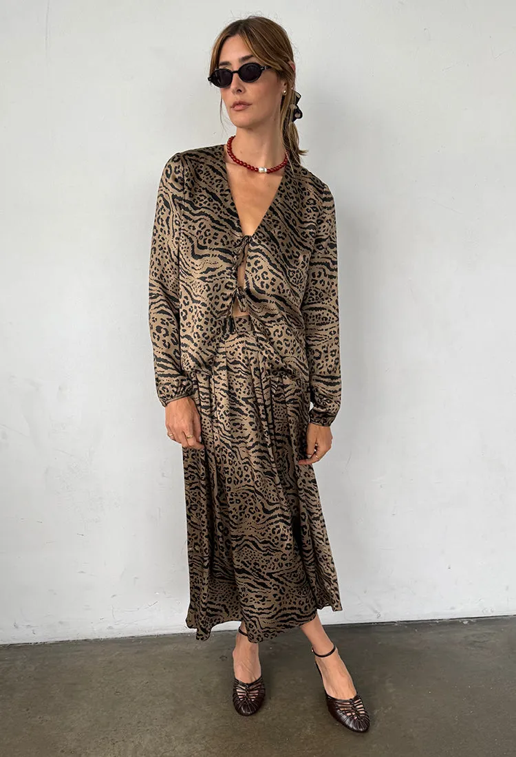 Colomba Skirt Leopard Print Silk Charmeuse sold by Ciao Lucia product image thumbnail 2