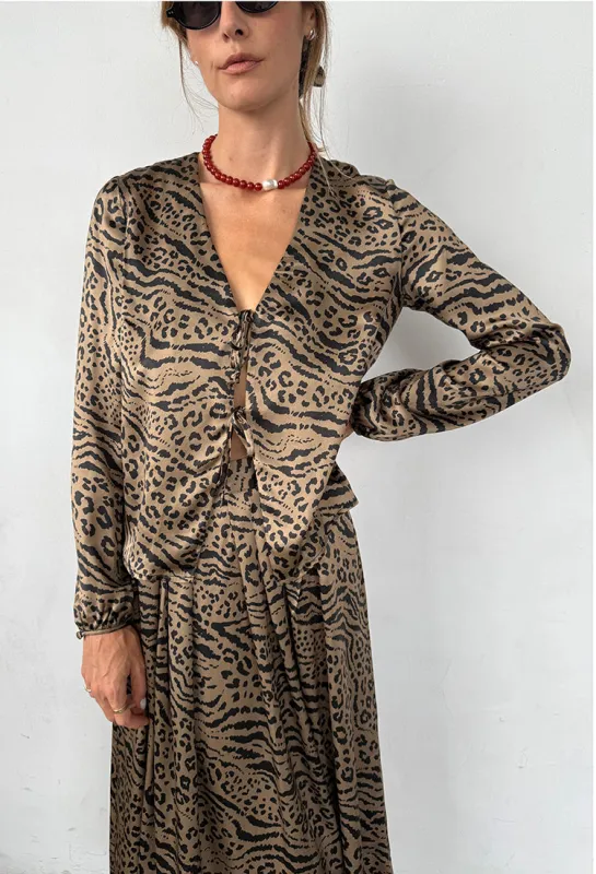 Pia Top Leopard Print Silk Charmeuse made by Ciao Lucia