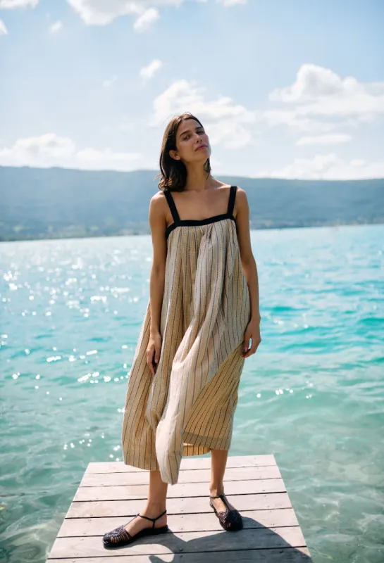 Eldrid Dress Dune Yarn-Dyed Cotton sold by Ciao Lucia