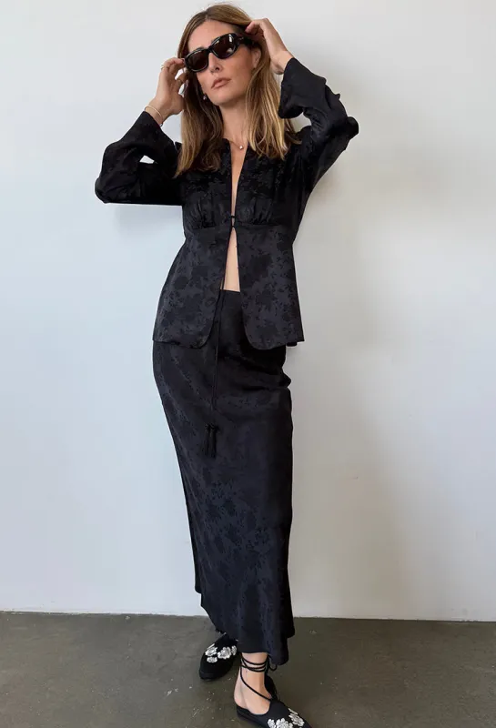 Concetta Black Jacquard Skirt made by Ciao Lucia