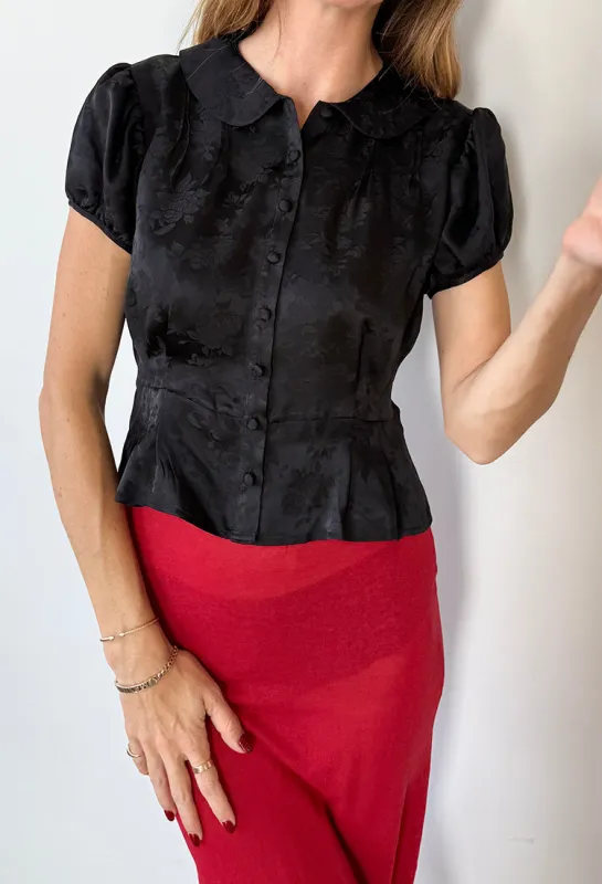 Yvonne Black Jacquard Top sold by Ciao Lucia