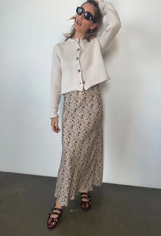 Concetta Cherry Blossom Silk Skirt made by Ciao Lucia