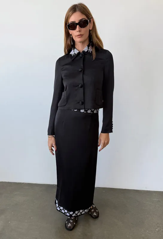 Arlene Black Satin Jacket made by Ciao Lucia