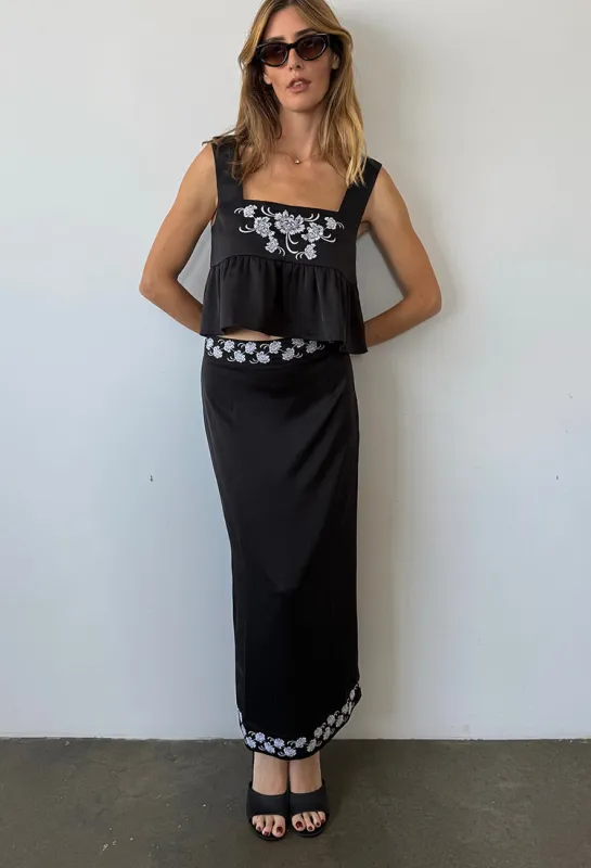 Elly Black Satin Skirt made by Ciao Lucia