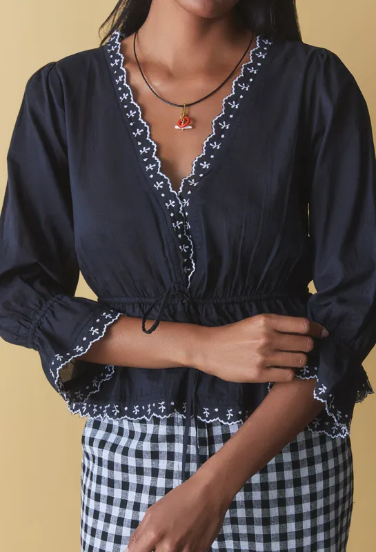 Renata Black Cotton Top made by Ciao Lucia