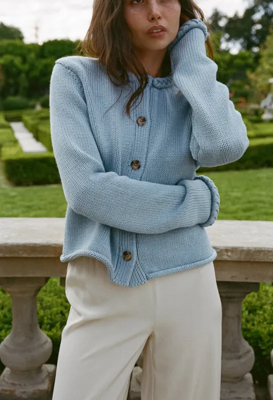 Doris Blue Jean Cotton Cardigan made by Ciao Lucia