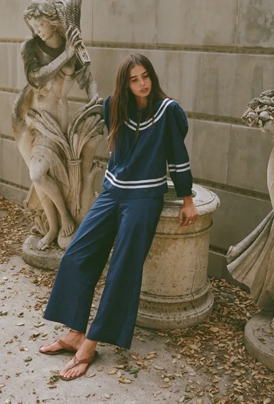 Orlando Navy Cotton Pant sold by Ciao Lucia