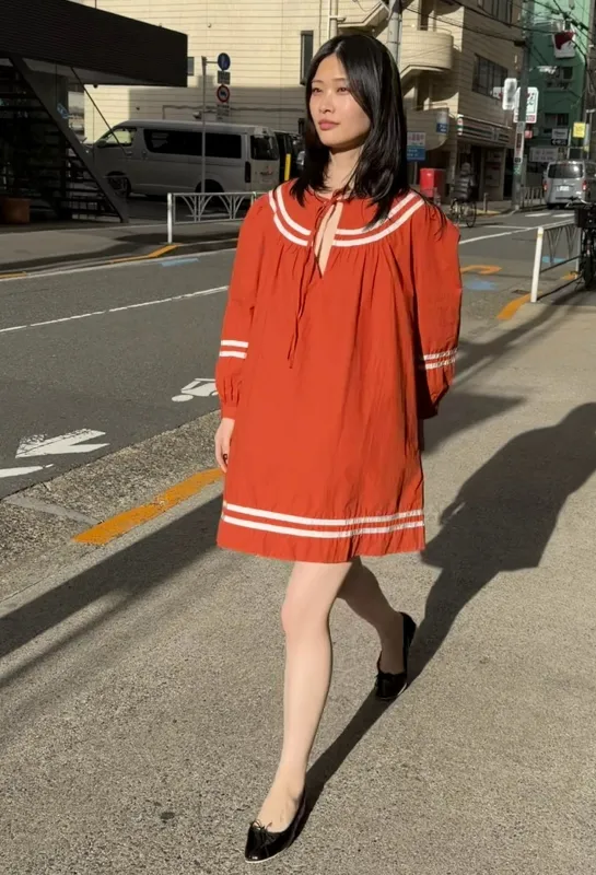 Palina Terracotta Cotton Dress made by Ciao Lucia