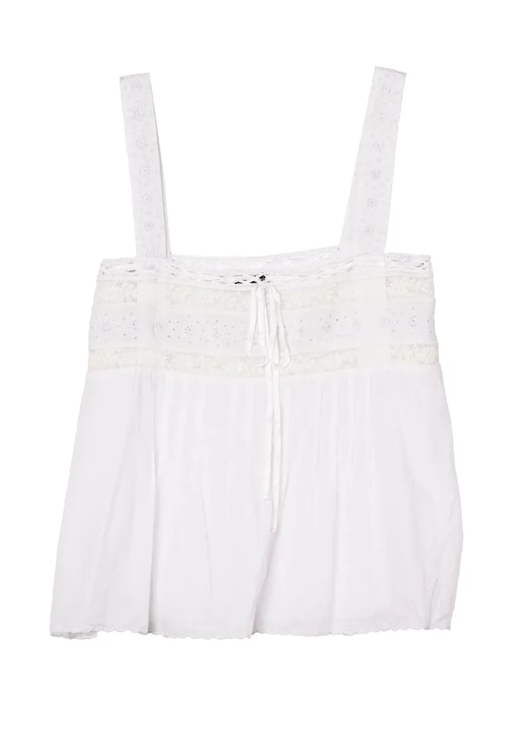 Euri White Embroidered Cotton Top sold by Ciao Lucia product image thumbnail 3