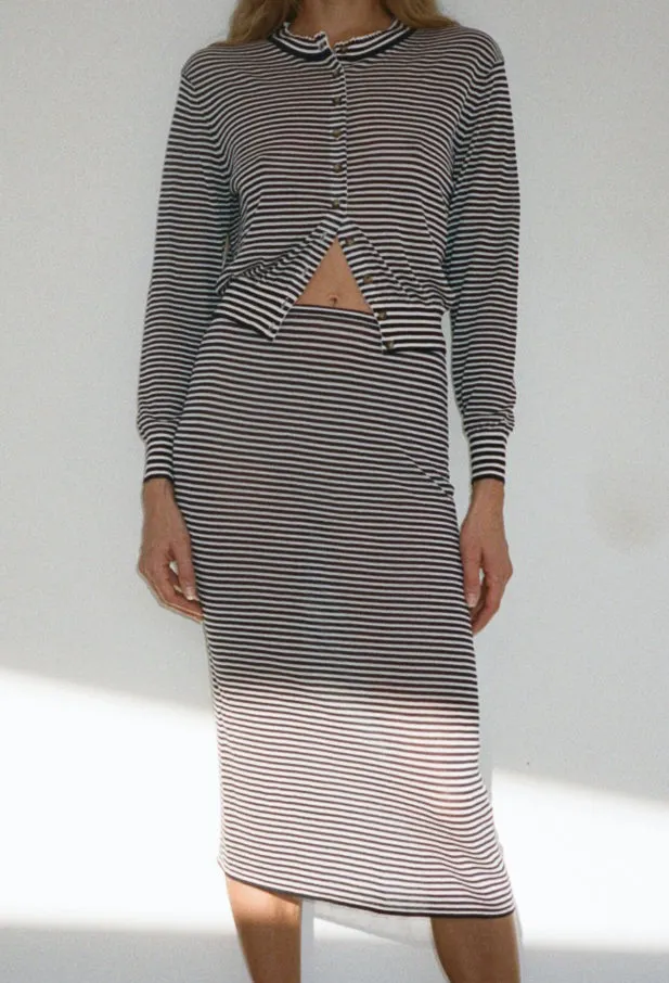 Faye Midnight Stripe Sheer Knit Skirt sold by Ciao Lucia product image thumbnail 2