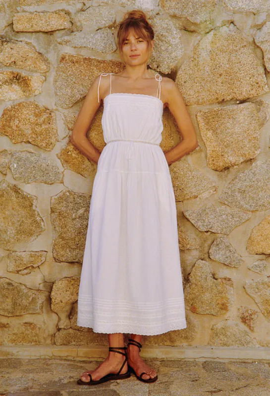 Petra White Embroidered Cotton Dress sold by Ciao Lucia