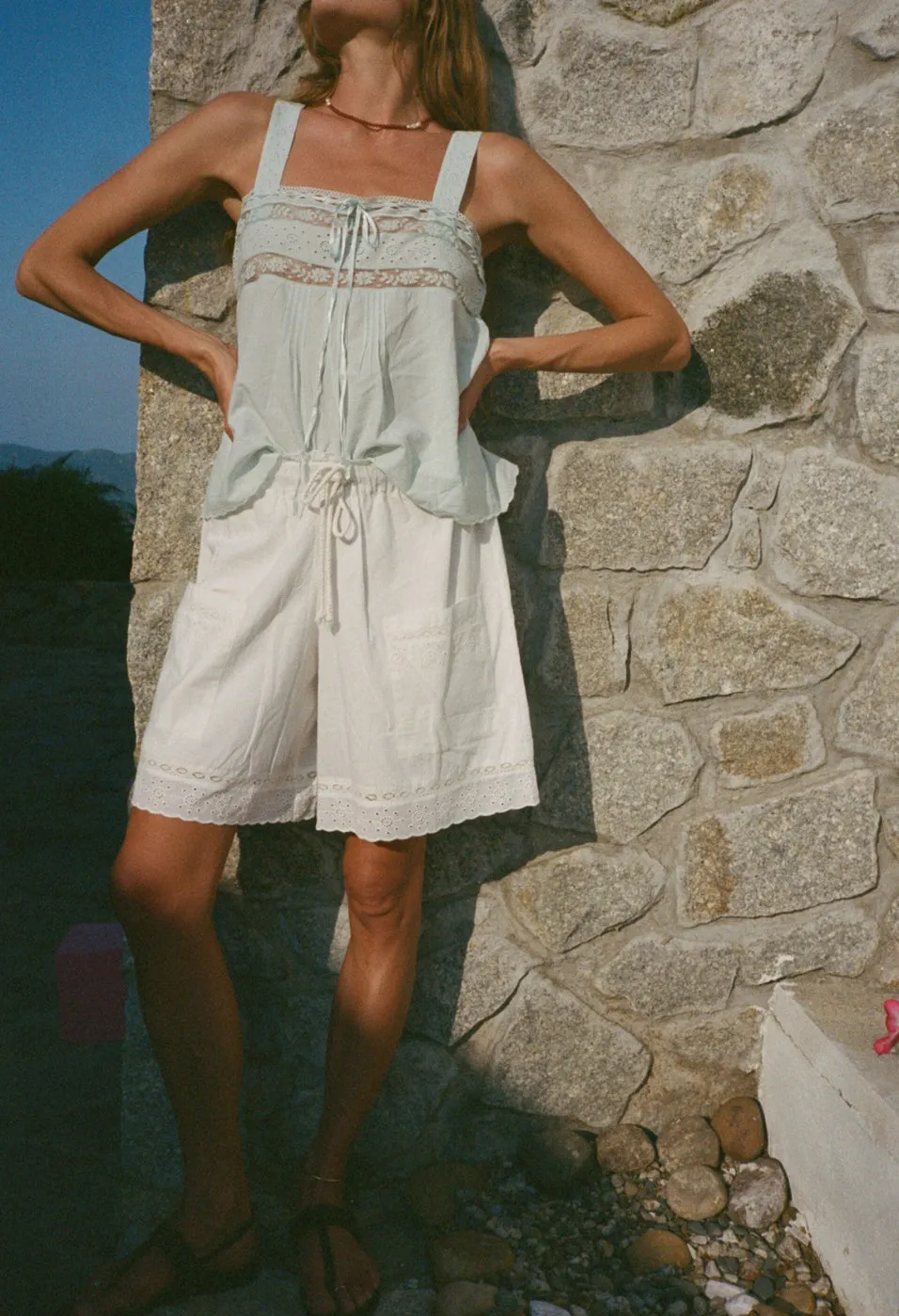 Neria White Embroidered Cotton Short sold by Ciao Lucia product image thumbnail 2