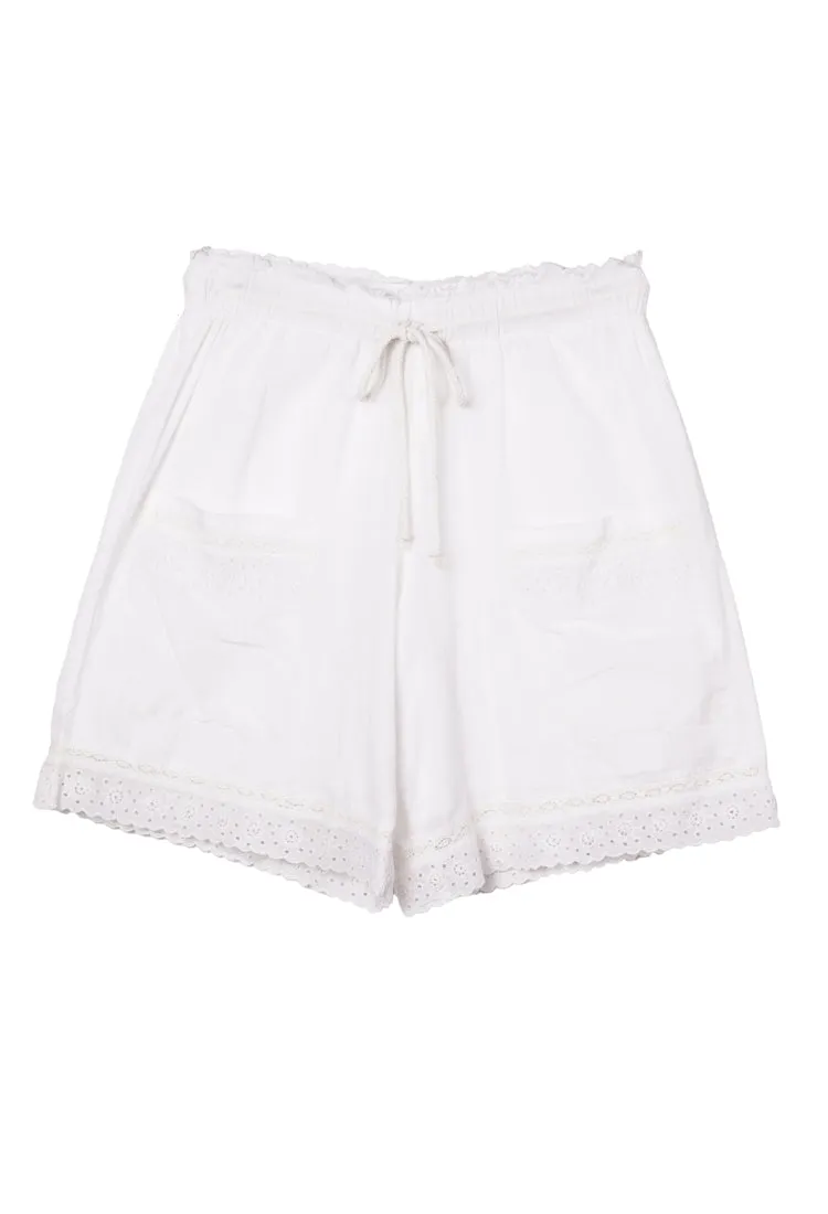 Neria White Embroidered Cotton Short sold by Ciao Lucia product image thumbnail 4
