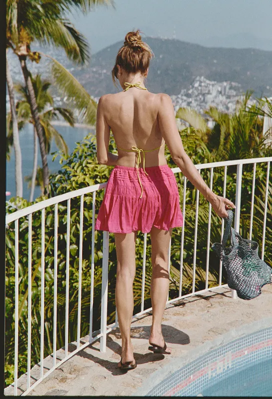 Osa Guava Embroidered Cotton Skirt made by Ciao Lucia