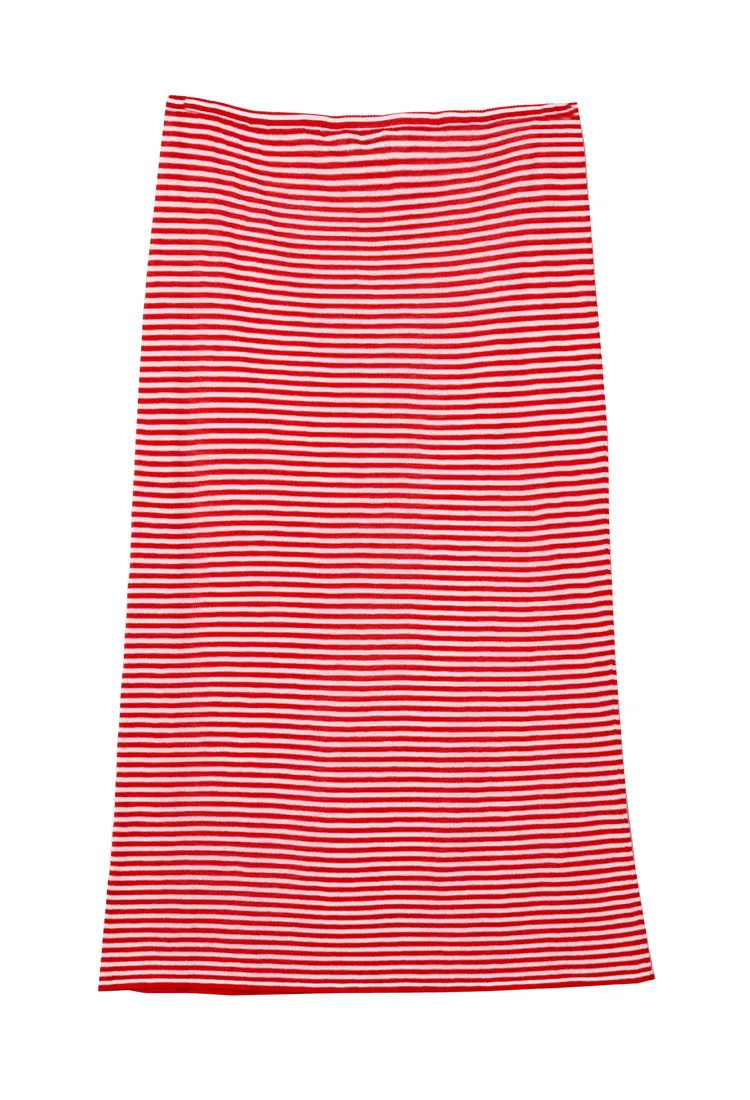 Faye Red Stripe Sheer Knit Skirt sold by Ciao Lucia product image thumbnail 5