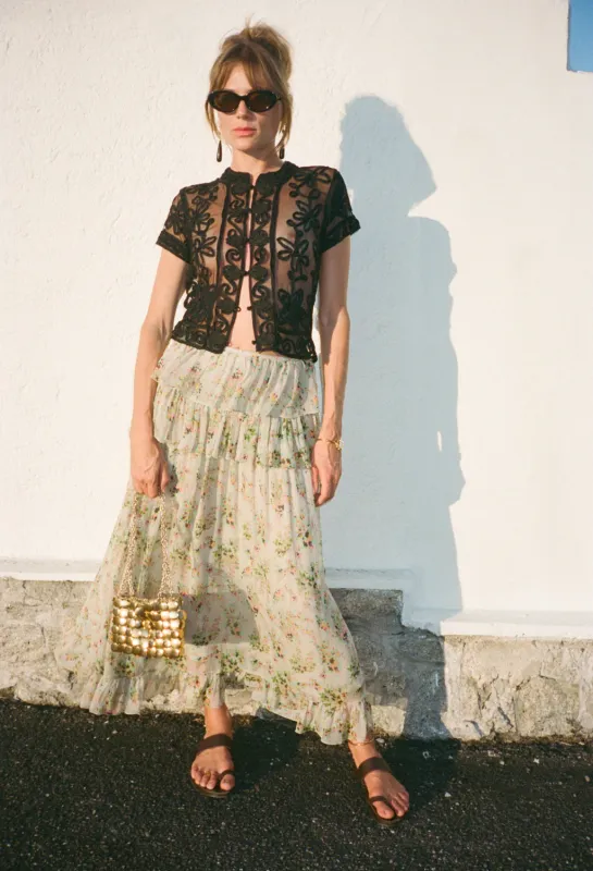 Lerden Jardin Silk Chiffon Skirt made by Ciao Lucia