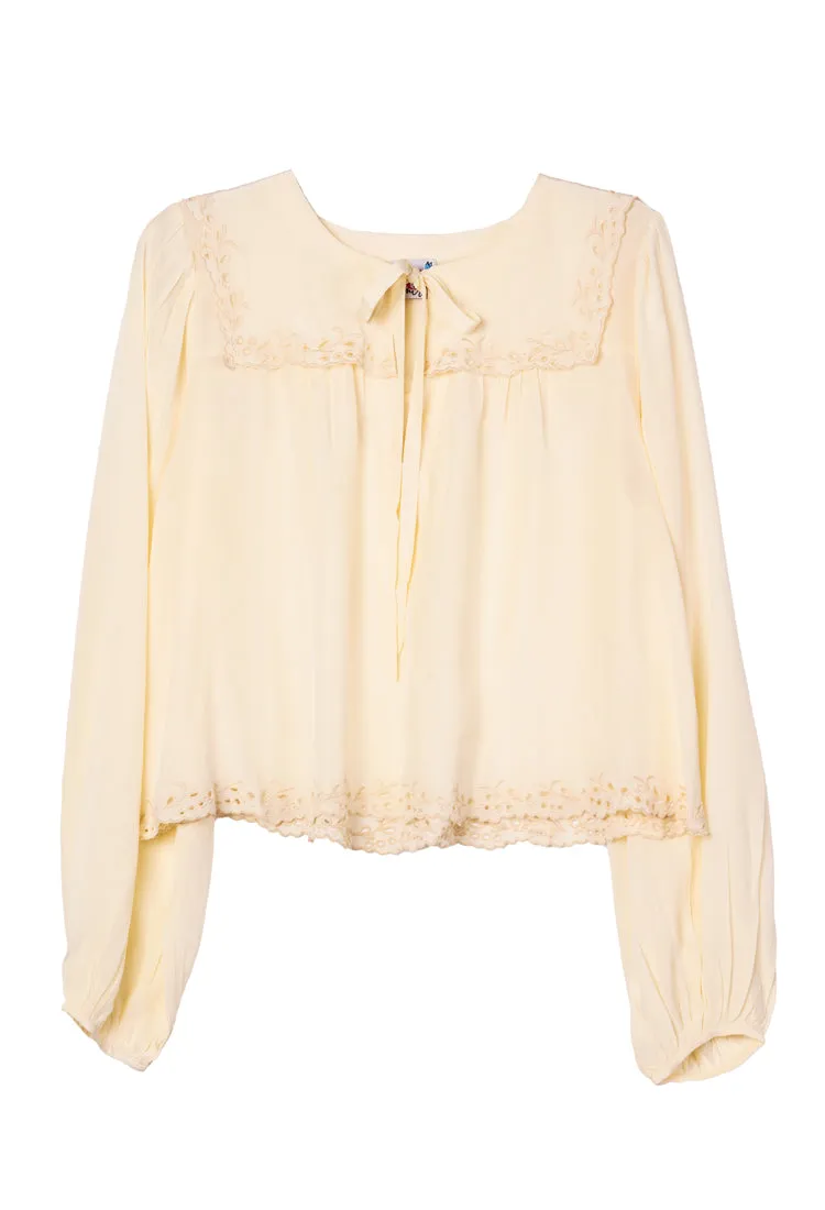 Jona Cream Silk Top sold by Ciao Lucia product image thumbnail 3