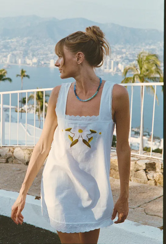 Edeme White Embroidered Linen Dress sold by Ciao Lucia
