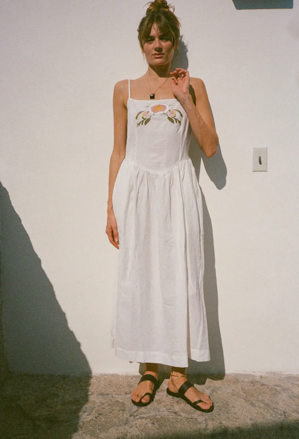 Neroni White Embroidered Linen Dress sold by Ciao Lucia