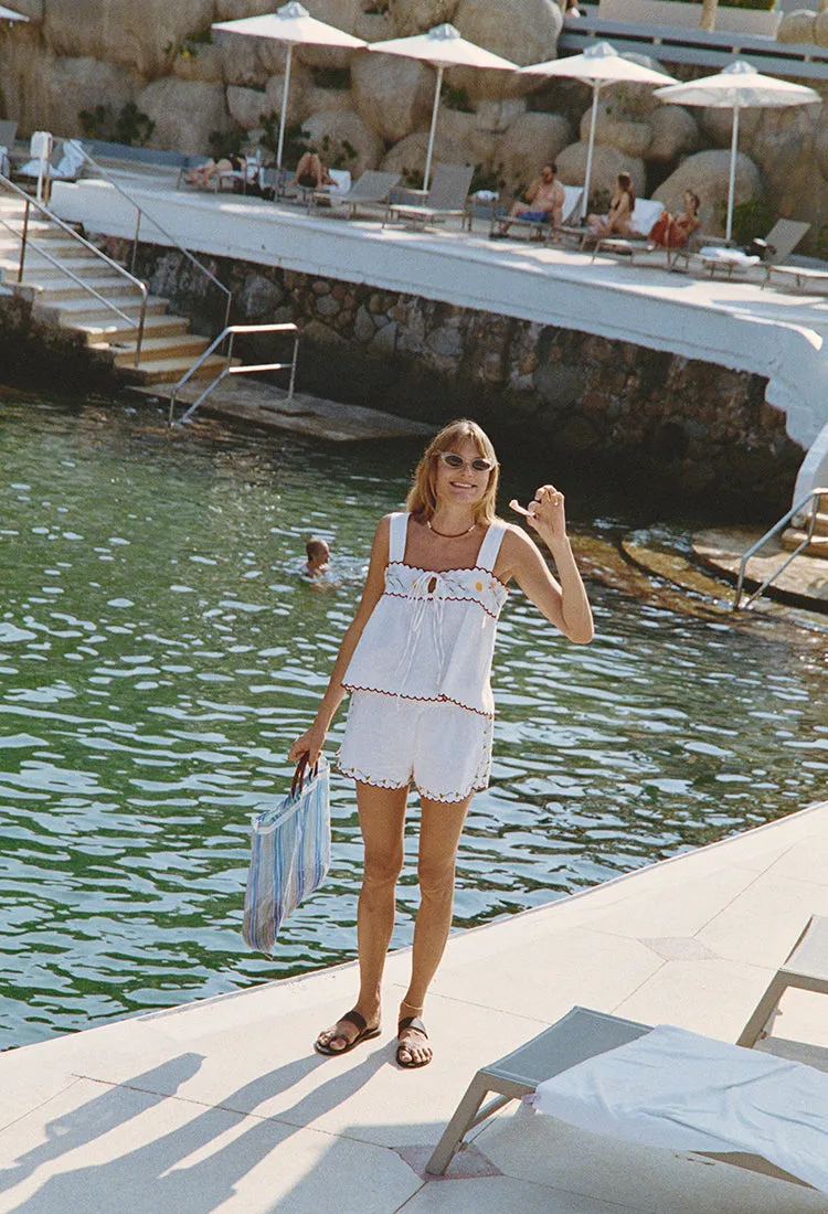 Ander White Embroidered Linen Top sold by Ciao Lucia product image thumbnail 5