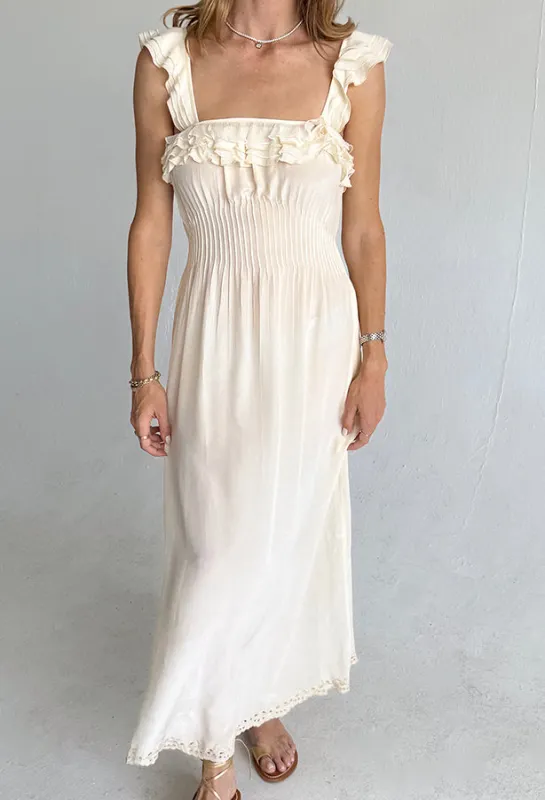 Amalie Cream Silk Dress made by Ciao Lucia