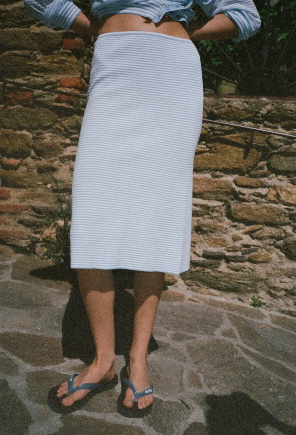 Faye Periwinkle Sheer Knit Skirt sold by Ciao Lucia product image thumbnail 2